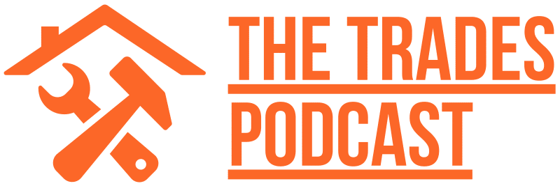 the trades podcast logo horizontal in orange